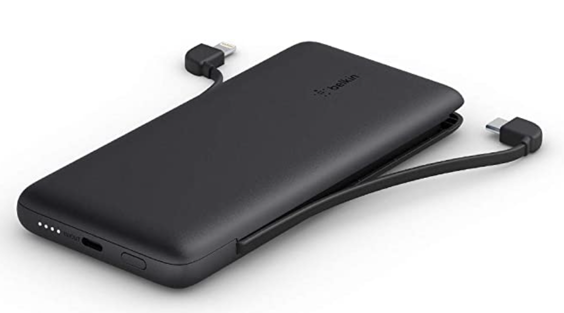Builtin cables in this lovely 10K Belkin Charge Power Bank
